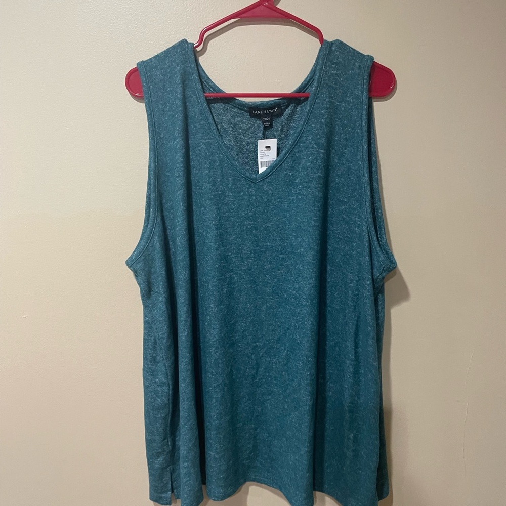 Lane Bryant Teal V-Neck Sweater Tank Top